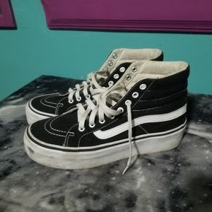 Vans platform black high tops W8 M6.5